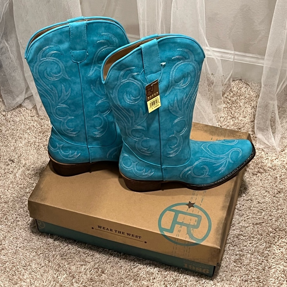 Teal Roper Cowgirl boots